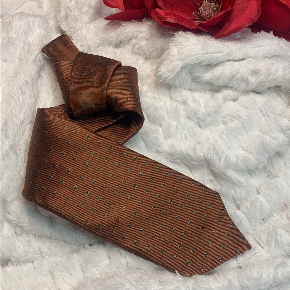 🌹VINTAGE ROBERT TALBOTT CARMELL • Brown Pattern Tie